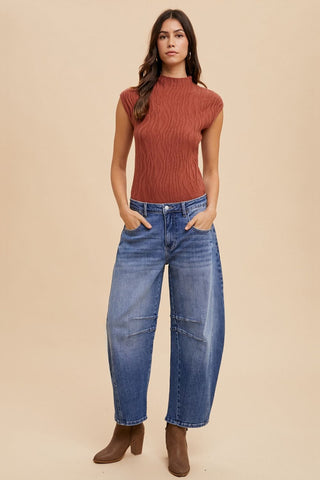 Annie Wear Mid Rise Barrel Leg Jeans with Pockets - 1985 the VAULT Boutique