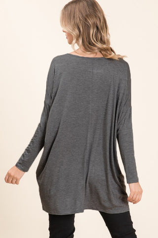 BOMBOM Round Neck Long Sleeve Oversized Top - 1985 the VAULT Boutique