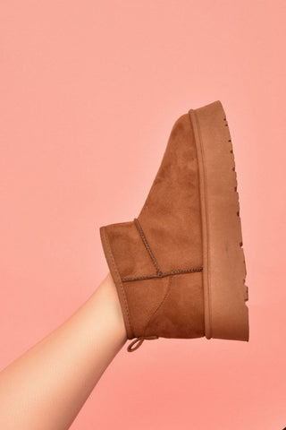 WILD DIVA Suede Round Toe Platform Booties - 1985 the VAULT Boutique