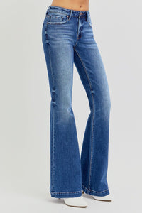 RISEN Full Size Low Rise Flare Jeans with Pockets - 1985 the VAULT Boutique