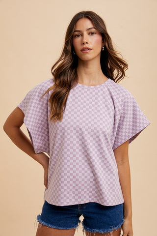 Annie Wear Checkered Round Neck Short Sleeve T-Shirt - 1985 the VAULT Boutique