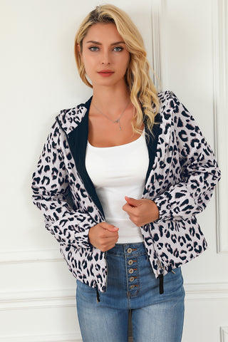 Leopard Zip-Up Hooded Jacket - 1985 the VAULT Boutique