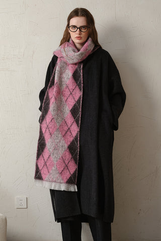 Fringe Argyle Polyester Scarf - 1985 the VAULT Boutique