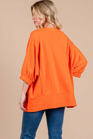 Ces Femme Side Slit Drop Shoulder Puff Sleeve Sweatshirt - 1985 the VAULT Boutique