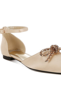 Simina Rhinestone Detail Bow Flat Sandals - 1985 the VAULT Boutique