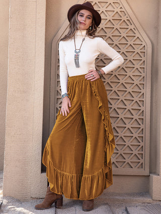 Slit Ruffled Wide Leg Pants - 1985 the VAULT Boutique