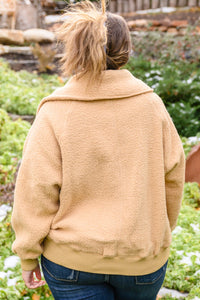 Don't Stress Oversized Collar Sherpa Jacket In Taupe - Happily Ever Atchison Shop Co.