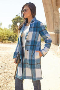 Double Take Full Size Plaid Button Up Lapel Collar Coat - Happily Ever Atchison Shop Co.