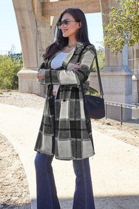 Double Take Full Size Plaid Button Up Lapel Collar Coat - Happily Ever Atchison Shop Co.