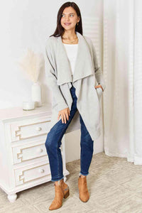 Double Take Open Front Duster Cardigan with Pockets - Happily Ever Atchison Shop Co.