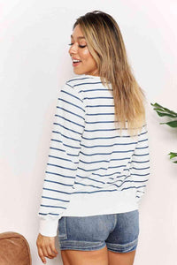 Double Take Striped Long Sleeve Round Neck Top - Happily Ever Atchison Shop Co.