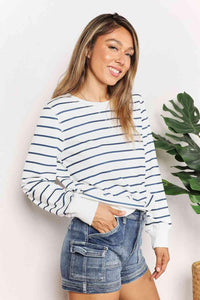 Double Take Striped Long Sleeve Round Neck Top - Happily Ever Atchison Shop Co.