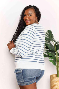 Double Take Striped Long Sleeve Round Neck Top - Happily Ever Atchison Shop Co.