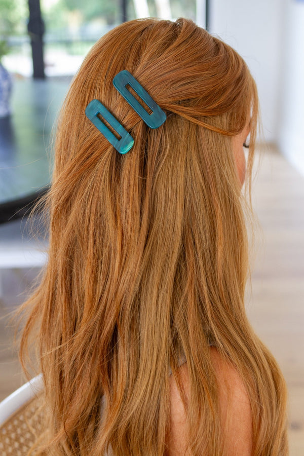 Double Trouble 2 Pack Hair Clip in Sea Blue - Happily Ever Atchison Shop Co.