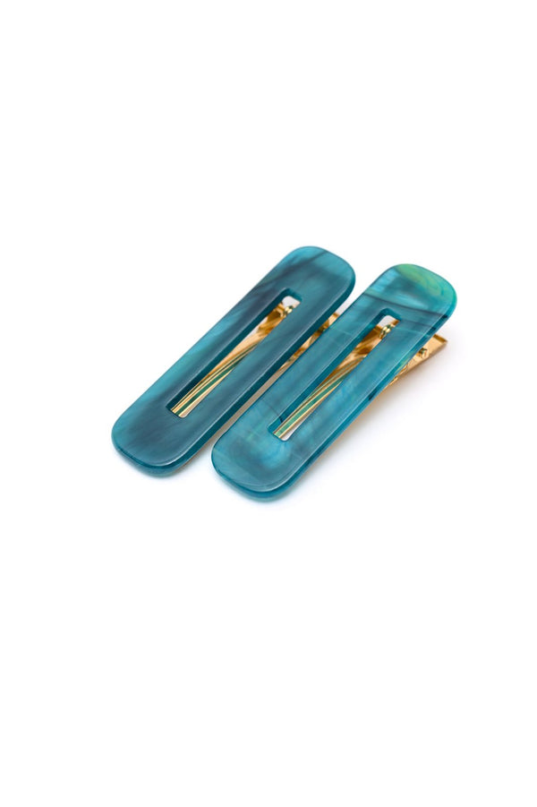 Double Trouble 2 Pack Hair Clip in Sea Blue - Happily Ever Atchison Shop Co.