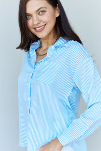 Doublju She Means Business Striped Button Down Shirt Top - Happily Ever Atchison Shop Co.