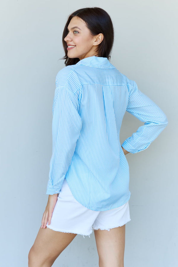 Doublju She Means Business Striped Button Down Shirt Top - Happily Ever Atchison Shop Co.