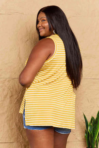 Doublju Talk To Me Full Size Striped Sleeveless V-Neck Top - Happily Ever Atchison Shop Co.