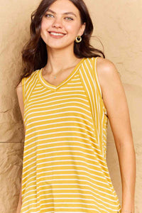 Doublju Talk To Me Full Size Striped Sleeveless V-Neck Top - Happily Ever Atchison Shop Co.