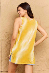 Doublju Talk To Me Full Size Striped Sleeveless V-Neck Top - Happily Ever Atchison Shop Co.