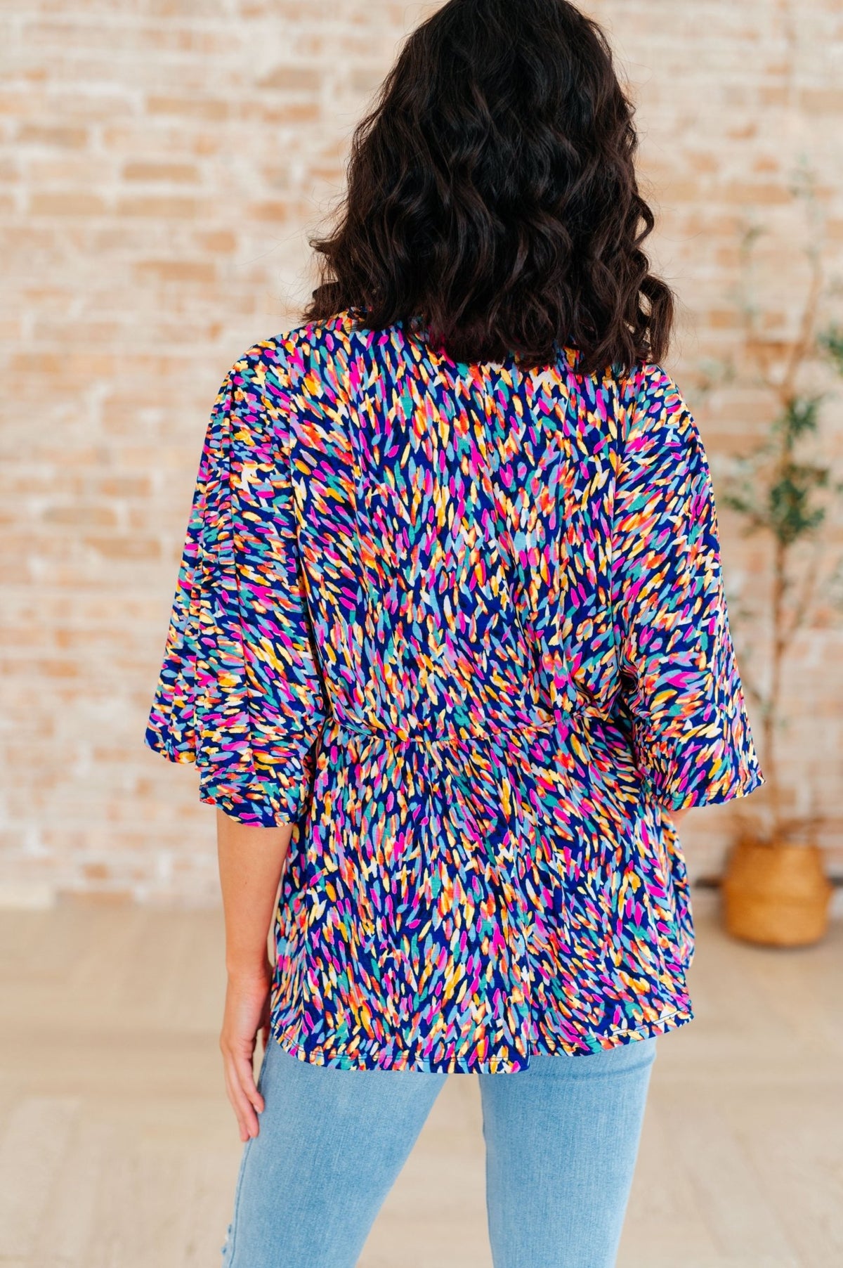 Dreamer Peplum Top in Painted Royal Multi - Happily Ever Atchison Shop Co.