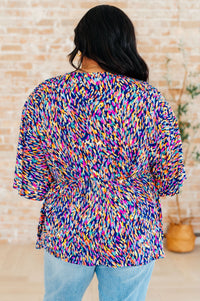 Dreamer Peplum Top in Painted Royal Multi - Happily Ever Atchison Shop Co.