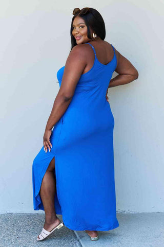 Ninexis Good Energy Full Size Cami Side Slit Maxi Dress in Royal Blue - 1985 the VAULT Boutique