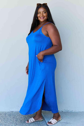 Ninexis Good Energy Full Size Cami Side Slit Maxi Dress in Royal Blue - 1985 the VAULT Boutique