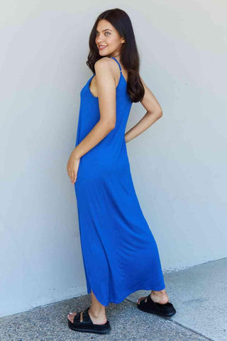 Ninexis Good Energy Full Size Cami Side Slit Maxi Dress in Royal Blue - 1985 the VAULT Boutique