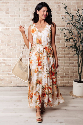 It's All Sunshine V-Neck Floral Dress in Orange - 1985 the VAULT Boutique