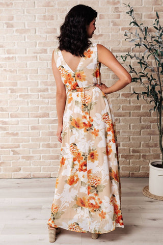 It's All Sunshine V-Neck Floral Dress in Orange - 1985 the VAULT Boutique