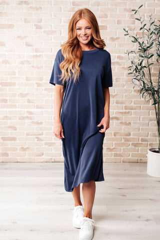 Keeping It Chill Drop Shoulder Maxi Dress in Dark Night - 1985 the VAULT Boutique