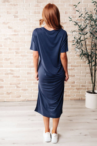 Keeping It Chill Drop Shoulder Maxi Dress in Dark Night - 1985 the VAULT Boutique