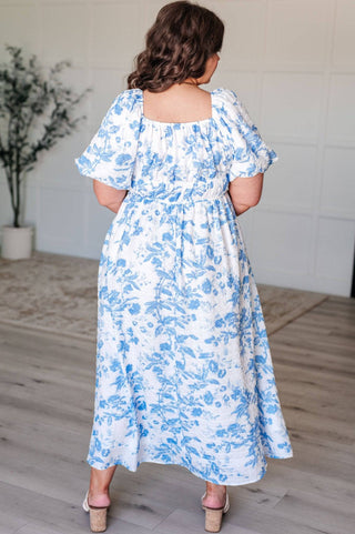 Nurturing Myself Square Neck Floral Dress in Blue - 1985 the VAULT Boutique