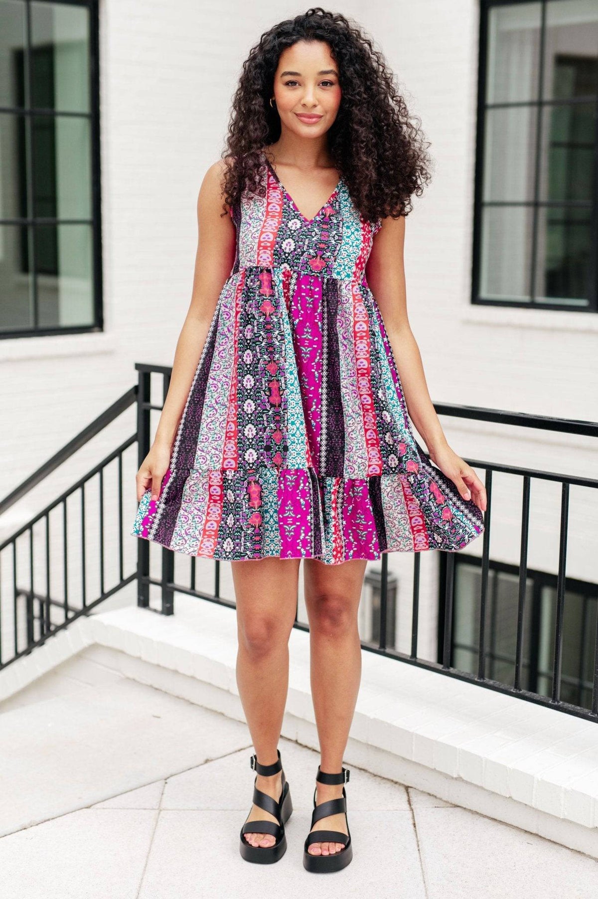 That's So Boho Mixed Print Sleeveless Dress - 1985 the VAULT Boutique