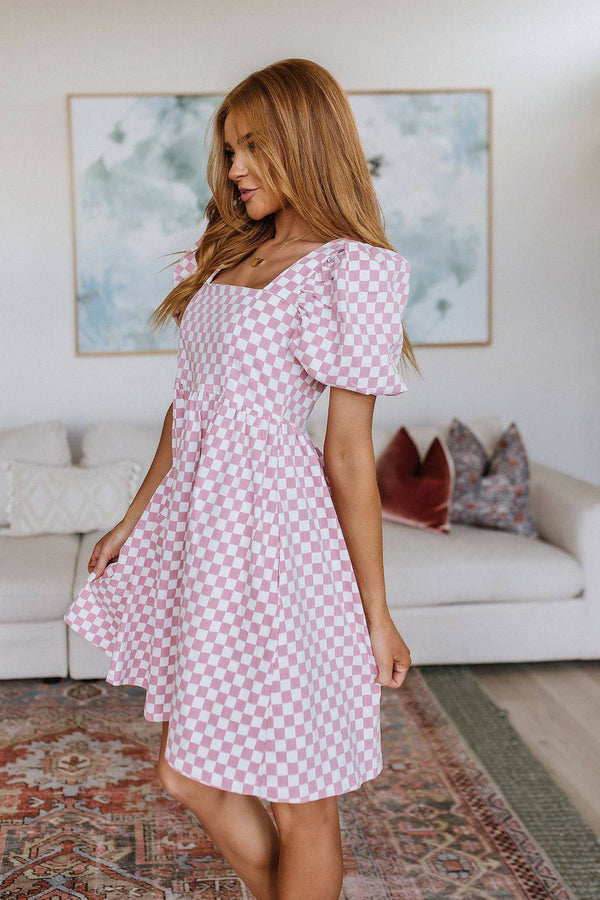 The Moment Checkered Babydoll Dress - 1985 the VAULT Boutique