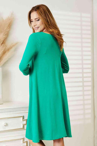 Zenana Full Size Long Sleeve Flare Dress with Pockets - 1985 the VAULT Boutique