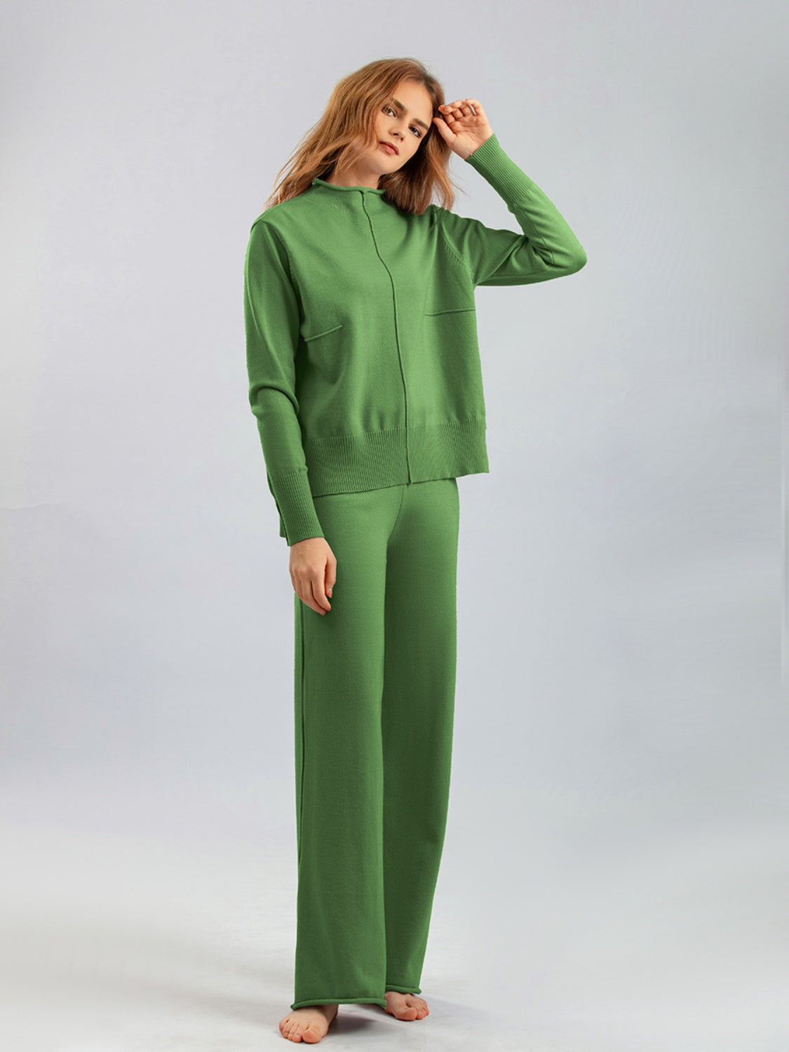 Basic Bae Mock Neck Long Sleeve Top and Pants Sweater Set - 1985 the VAULT Boutique