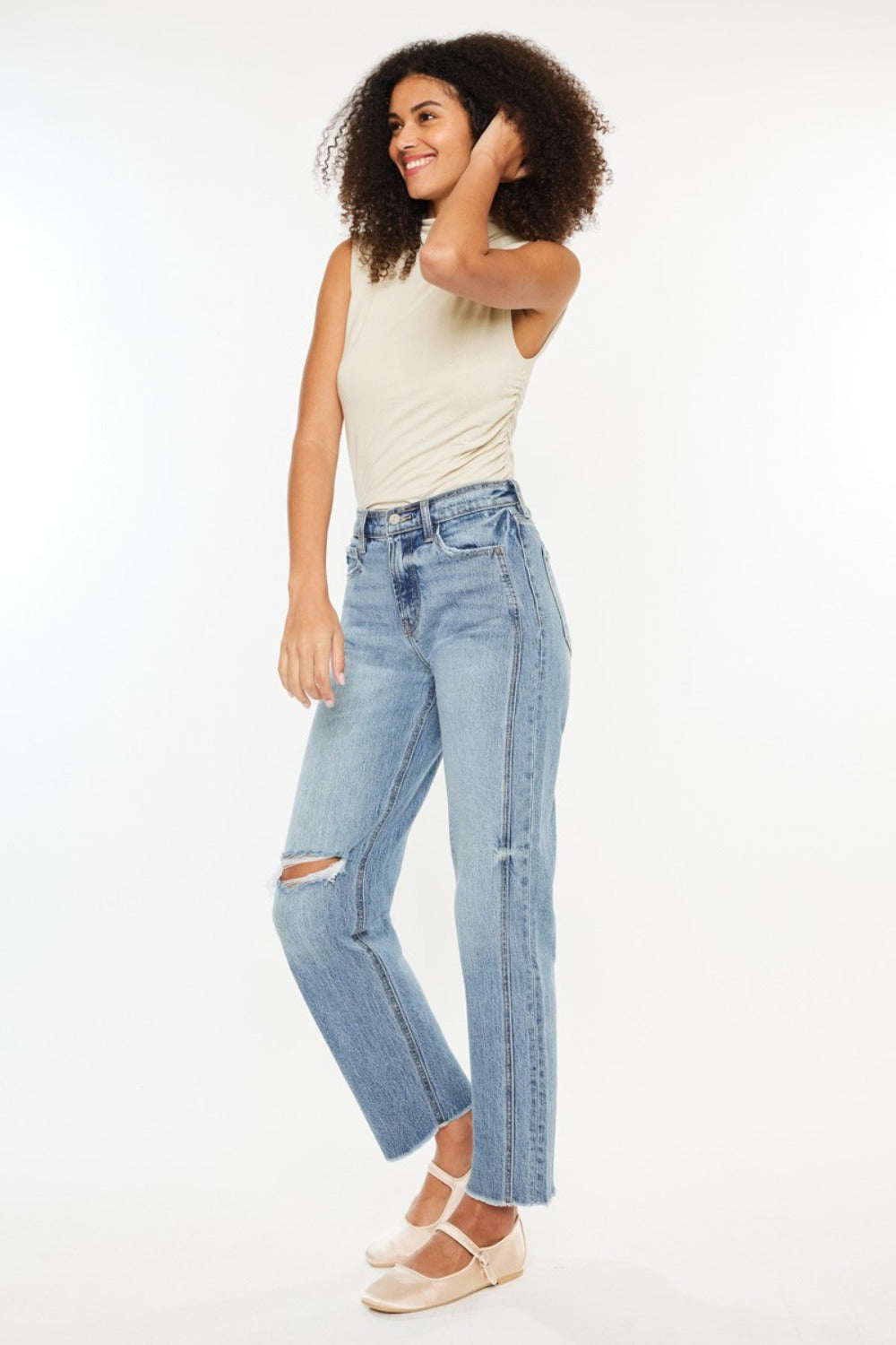 Kancan Ultra High Rise Distressed Straight Jeans - 1985 the VAULT Boutique