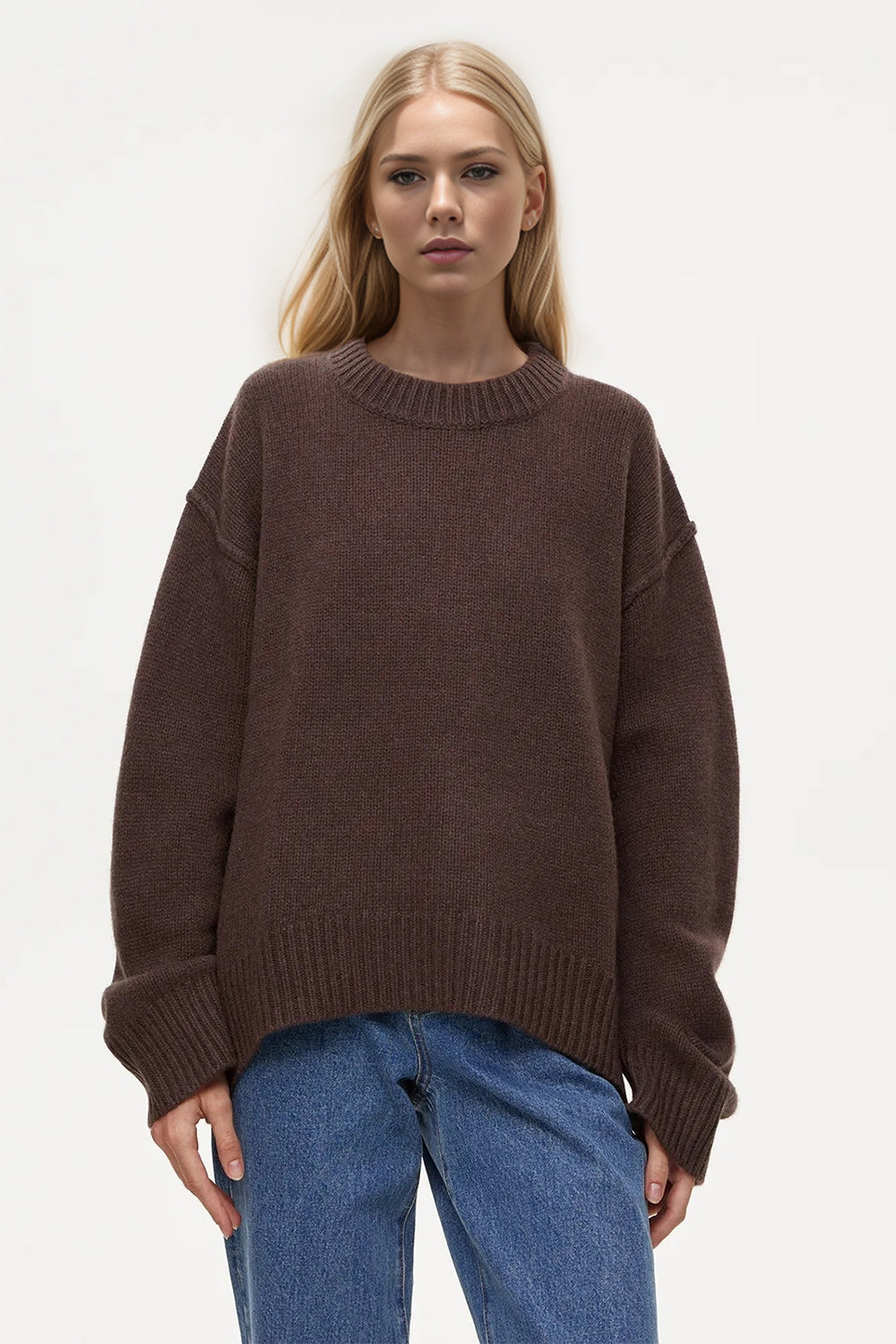 Basic Bae Round Neck Dropped Shoulder Sweater - 1985 the VAULT Boutique