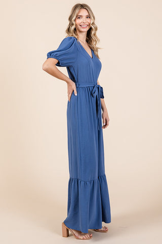 GeeGee Full Size V-Neck Belted Wide Leg Jumpsuit - 1985 the VAULT Boutique