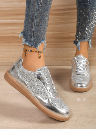 Sequin PU Leather Flat Sneakers - 1985 the VAULT Boutique