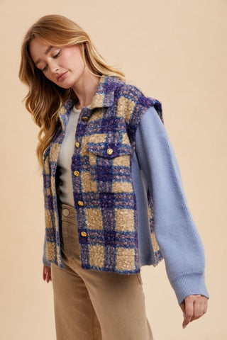 Annie Wear Faux Fur Plaid Button Up Jacket - 1985 the VAULT Boutique