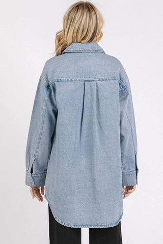 Mittoshop Light Wash Patch Pocket Longline Denim Jacket - 1985 the VAULT Boutique