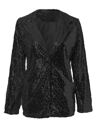 Sequin Lapel Collar Long Sleeve Blazer - 1985 the VAULT Boutique