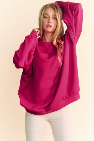 Davi & Dani Round Neck Raglan Sleeve Sweatshirt - 1985 the VAULT Boutique