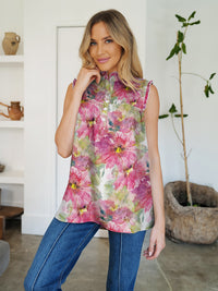 FAM-FAM Frill Printed Mock Neck Top - 1985 the VAULT Boutique