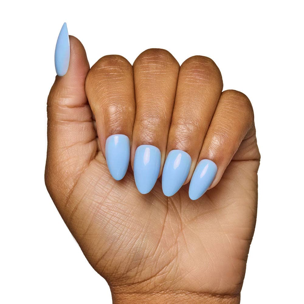 Soft Blue Press-On Nails | Short Almond Solid Nail