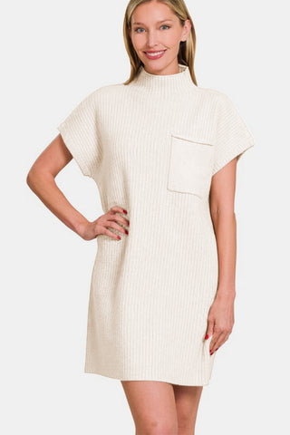 Zenana Short Sleeve Sweater Mini Dress - 1985 the VAULT Boutique