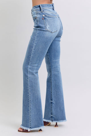 Judy Blue Full Size Raw Hem High Rise Bootcut Jeans - 1985 the VAULT Boutique